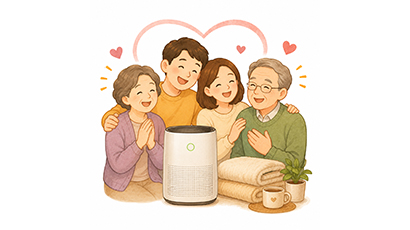 부모님과 자녀가 웃고 있는 플랫 일러스트